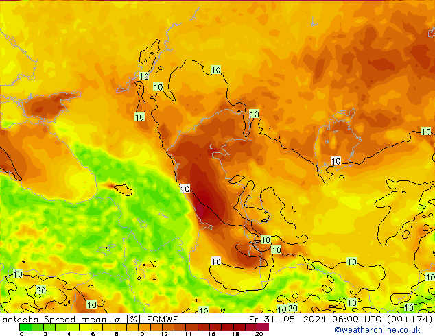 Isotachs Spread ECMWF ven 31.05.2024 06 UTC