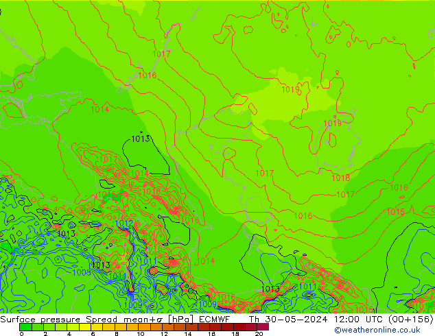 pression de l'air Spread ECMWF jeu 30.05.2024 12 UTC