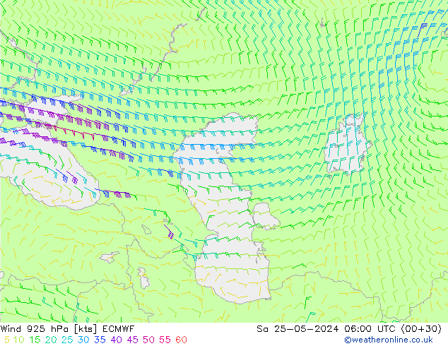 Wind 925 hPa ECMWF So 25.05.2024 06 UTC