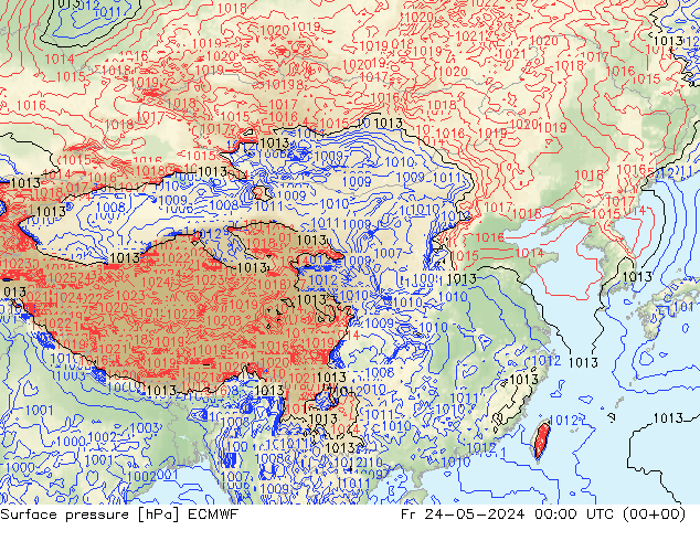 Surface pressure ECMWF Fr 24.05.2024 00 UTC