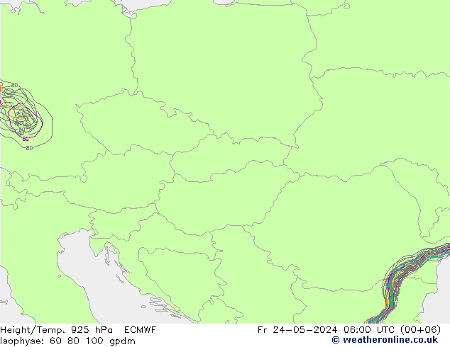 Yükseklik/Sıc. 925 hPa ECMWF Cu 24.05.2024 06 UTC