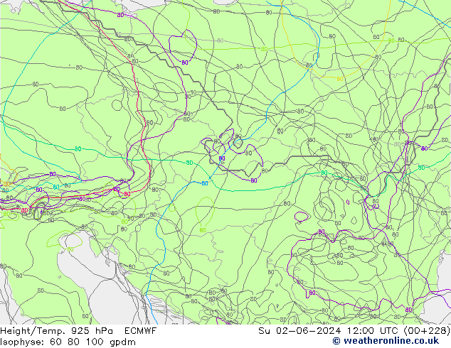 Hoogte/Temp. 925 hPa ECMWF zo 02.06.2024 12 UTC