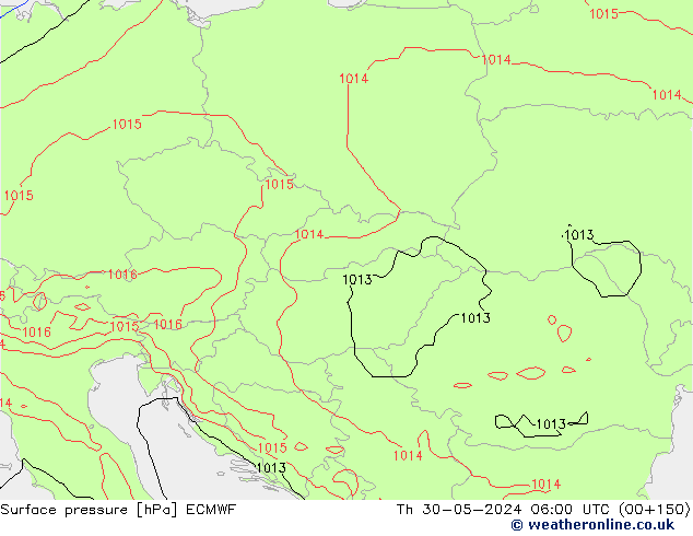 Presión superficial ECMWF jue 30.05.2024 06 UTC