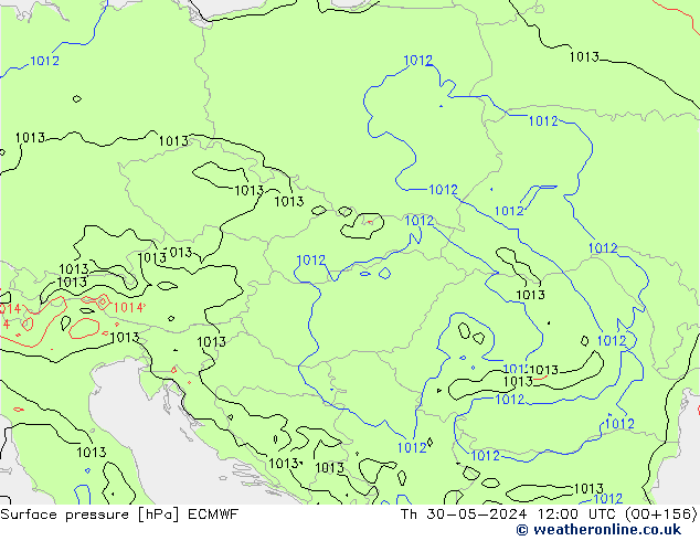 Surface pressure ECMWF Th 30.05.2024 12 UTC