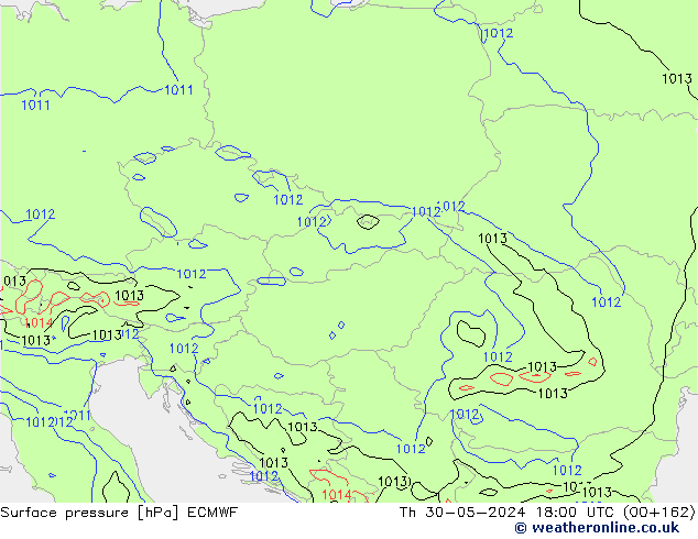 Surface pressure ECMWF Th 30.05.2024 18 UTC