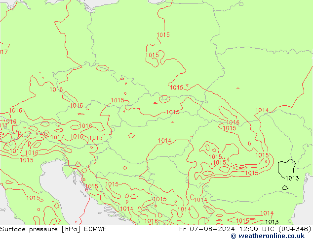 приземное давление ECMWF пт 07.06.2024 12 UTC