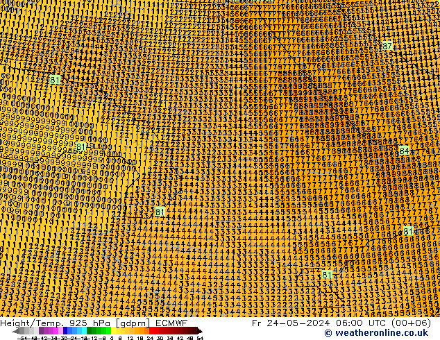 Height/Temp. 925 гПа ECMWF пт 24.05.2024 06 UTC