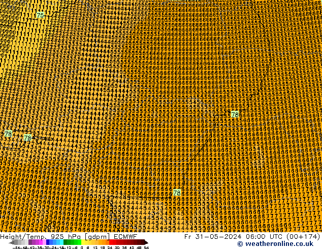 Height/Temp. 925 hPa ECMWF Sex 31.05.2024 06 UTC