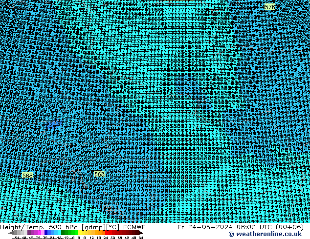 Height/Temp. 500 hPa ECMWF Pá 24.05.2024 06 UTC