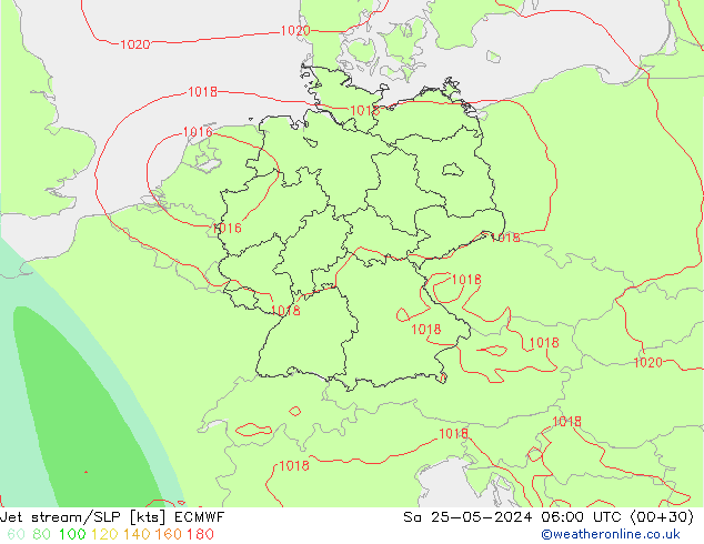 Polarjet/Bodendruck ECMWF Sa 25.05.2024 06 UTC