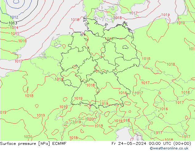 Surface pressure ECMWF Fr 24.05.2024 00 UTC