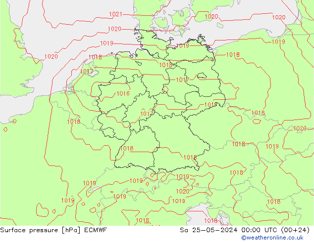 ciśnienie ECMWF so. 25.05.2024 00 UTC
