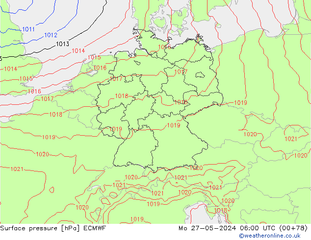 ciśnienie ECMWF pon. 27.05.2024 06 UTC