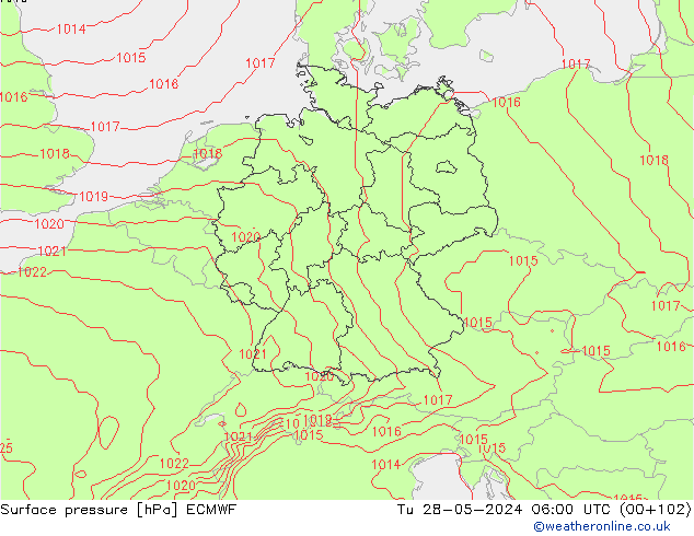 Bodendruck ECMWF Di 28.05.2024 06 UTC