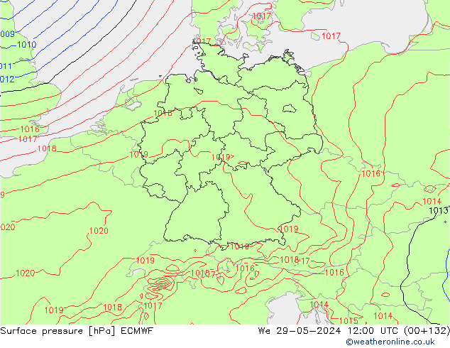 Pressione al suolo ECMWF mer 29.05.2024 12 UTC