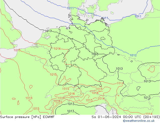 Surface pressure ECMWF Sa 01.06.2024 00 UTC