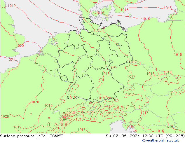 приземное давление ECMWF Вс 02.06.2024 12 UTC