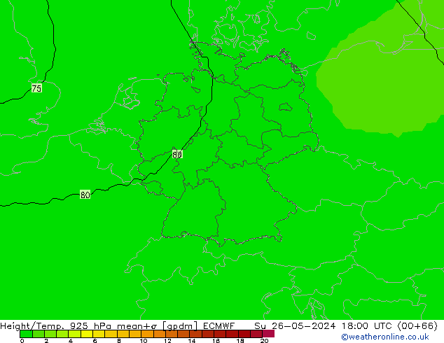 Height/Temp. 925 hPa ECMWF Su 26.05.2024 18 UTC