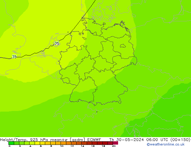 Height/Temp. 925 hPa ECMWF Qui 30.05.2024 06 UTC