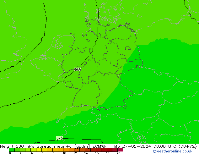 500 hPa Yüksekliği Spread ECMWF Pzt 27.05.2024 00 UTC