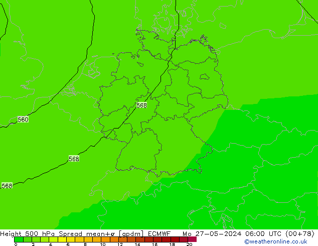 Height 500 hPa Spread ECMWF  27.05.2024 06 UTC