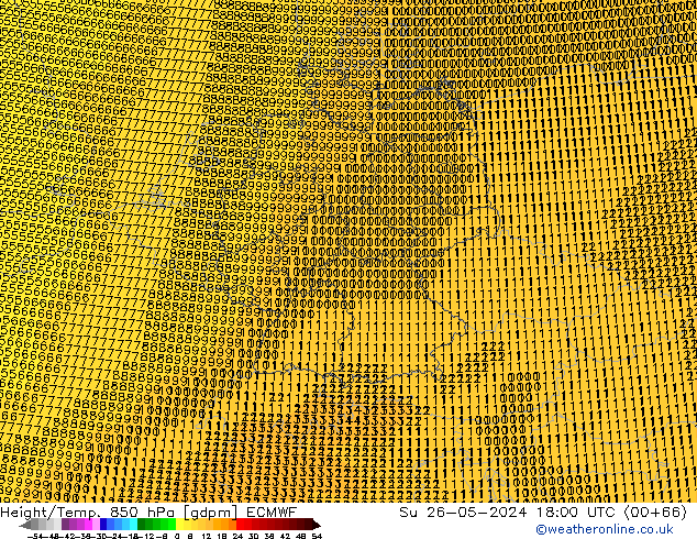 Géop./Temp. 850 hPa ECMWF dim 26.05.2024 18 UTC