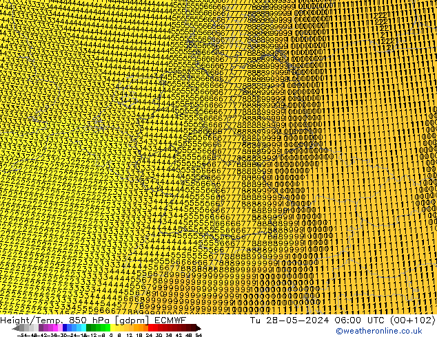 Yükseklik/Sıc. 850 hPa ECMWF Sa 28.05.2024 06 UTC