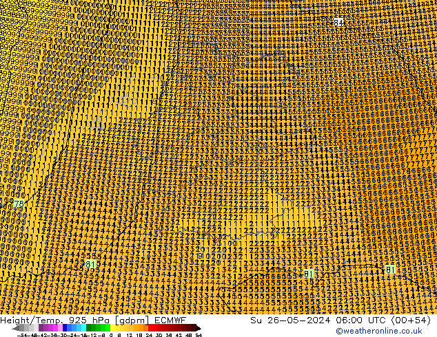 Height/Temp. 925 hPa ECMWF  26.05.2024 06 UTC