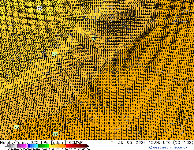 Yükseklik/Sıc. 925 hPa ECMWF Per 30.05.2024 18 UTC