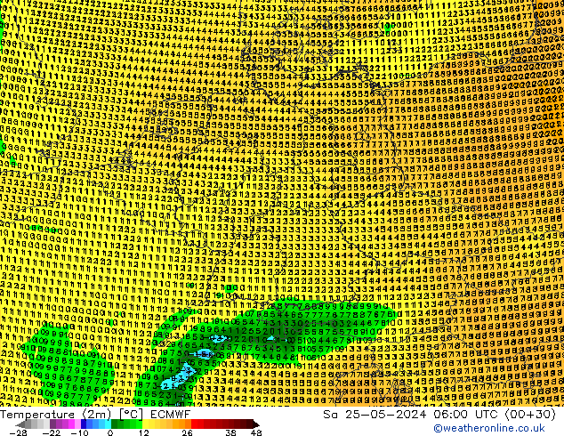 Temperaturkarte (2m) ECMWF Sa 25.05.2024 06 UTC