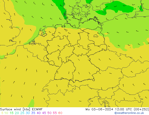 Rüzgar 10 m ECMWF Pzt 03.06.2024 12 UTC