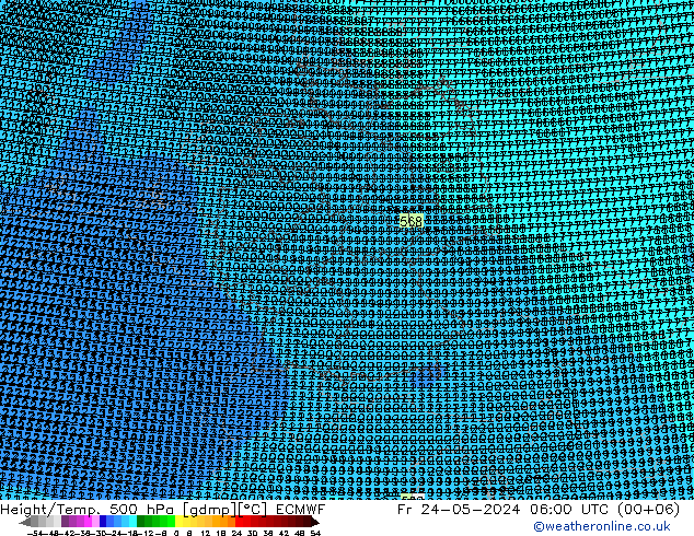 Height/Temp. 500 hPa ECMWF Pá 24.05.2024 06 UTC