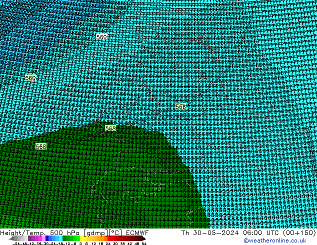 Height/Temp. 500 hPa ECMWF Th 30.05.2024 06 UTC