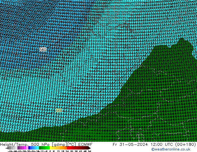 Height/Temp. 500 hPa ECMWF Fr 31.05.2024 12 UTC