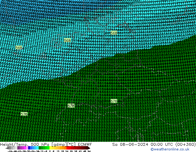 Height/Temp. 500 hPa ECMWF  08.06.2024 00 UTC