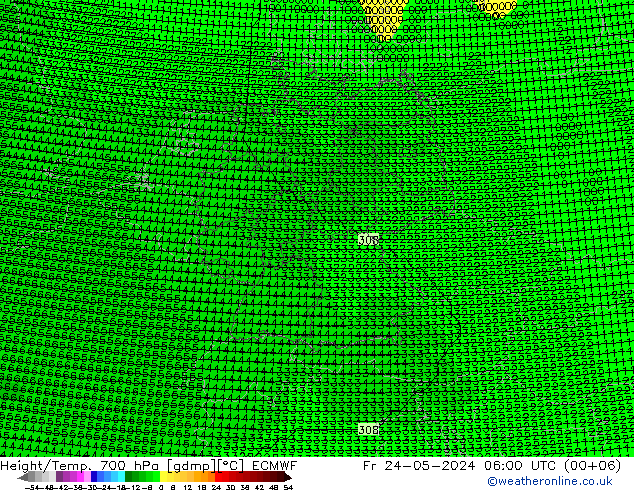 Height/Temp. 700 hPa ECMWF Fr 24.05.2024 06 UTC