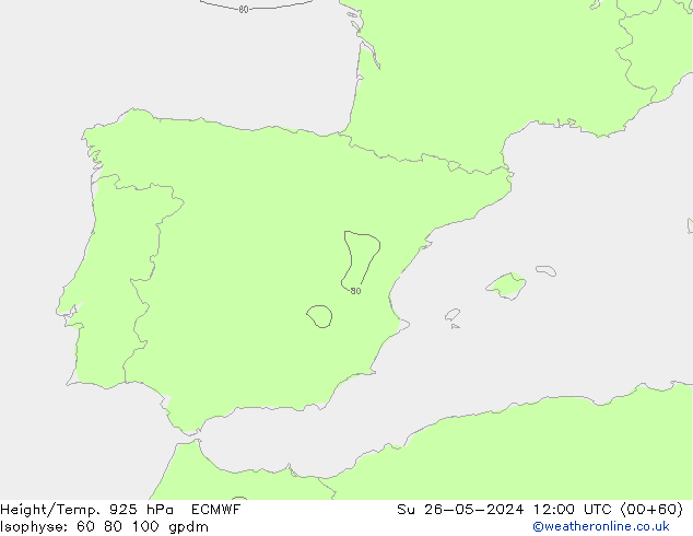 Height/Temp. 925 hPa ECMWF Su 26.05.2024 12 UTC