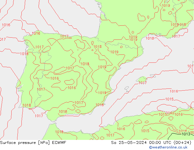 Surface pressure ECMWF Sa 25.05.2024 00 UTC