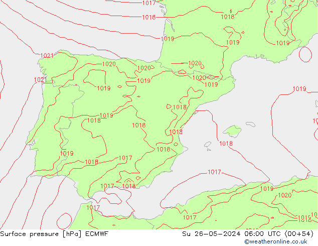 pressão do solo ECMWF Dom 26.05.2024 06 UTC