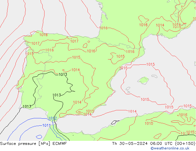 pression de l'air ECMWF jeu 30.05.2024 06 UTC