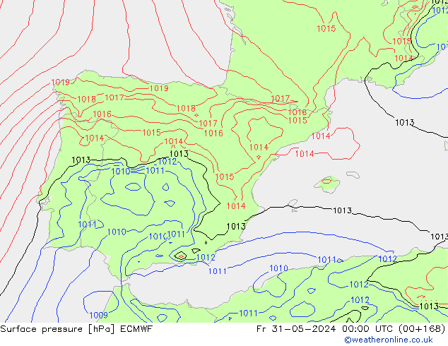 Bodendruck ECMWF Fr 31.05.2024 00 UTC