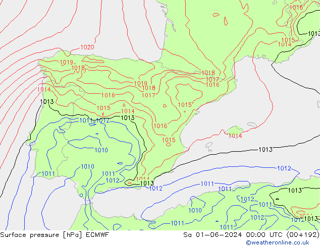 приземное давление ECMWF сб 01.06.2024 00 UTC