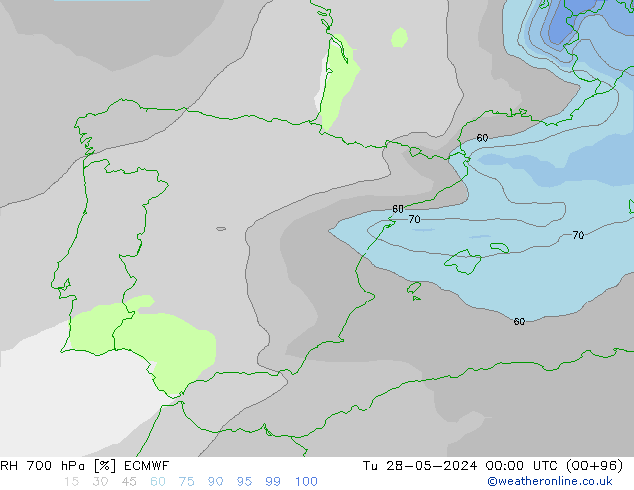 RH 700 hPa ECMWF Tu 28.05.2024 00 UTC