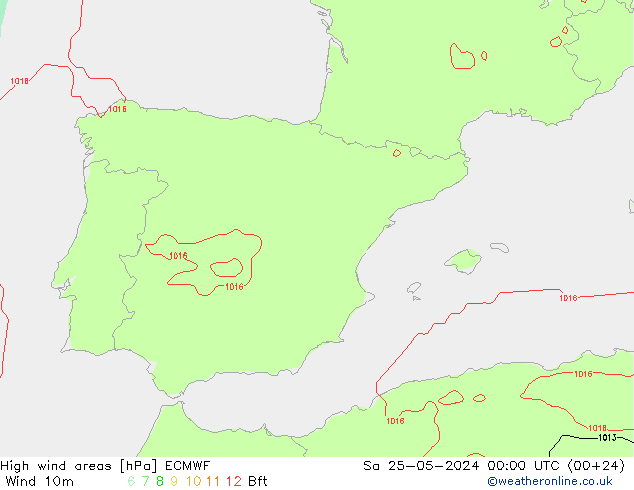 Izotacha ECMWF so. 25.05.2024 00 UTC