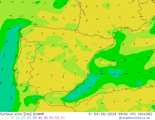 Wind 10 m ECMWF vr 24.05.2024 06 UTC