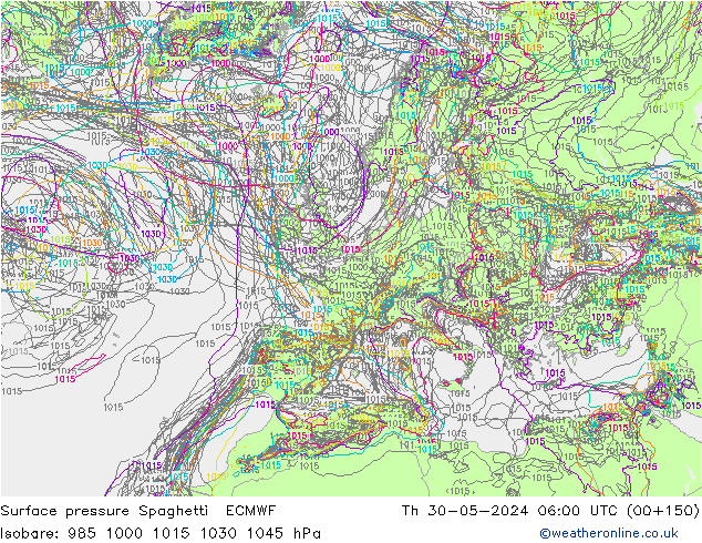 pression de l'air Spaghetti ECMWF jeu 30.05.2024 06 UTC