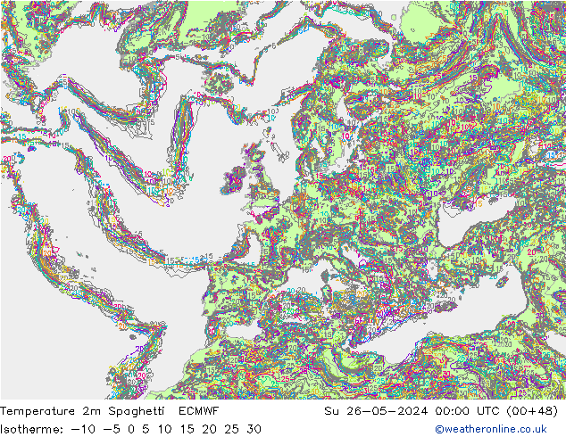 Temperaturkarte Spaghetti ECMWF So 26.05.2024 00 UTC