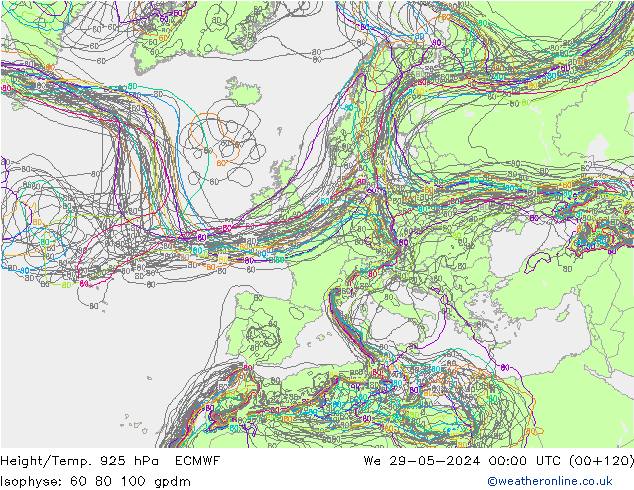 Height/Temp. 925 hPa ECMWF St 29.05.2024 00 UTC