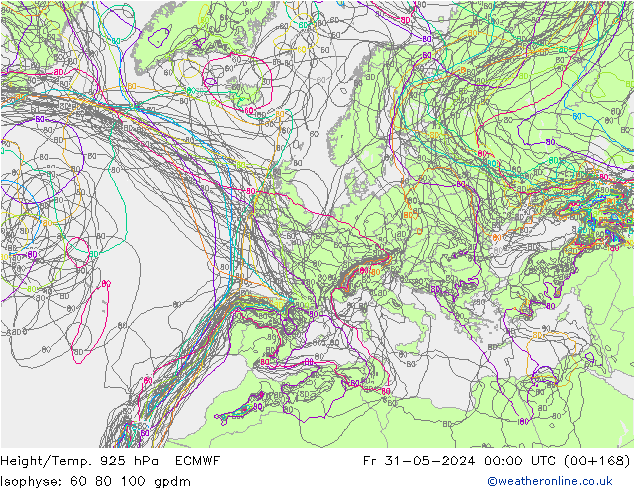 Height/Temp. 925 hPa ECMWF ven 31.05.2024 00 UTC