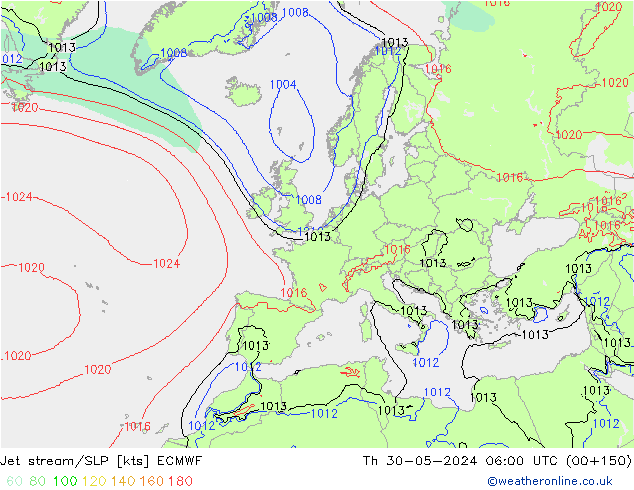 Polarjet/Bodendruck ECMWF Do 30.05.2024 06 UTC